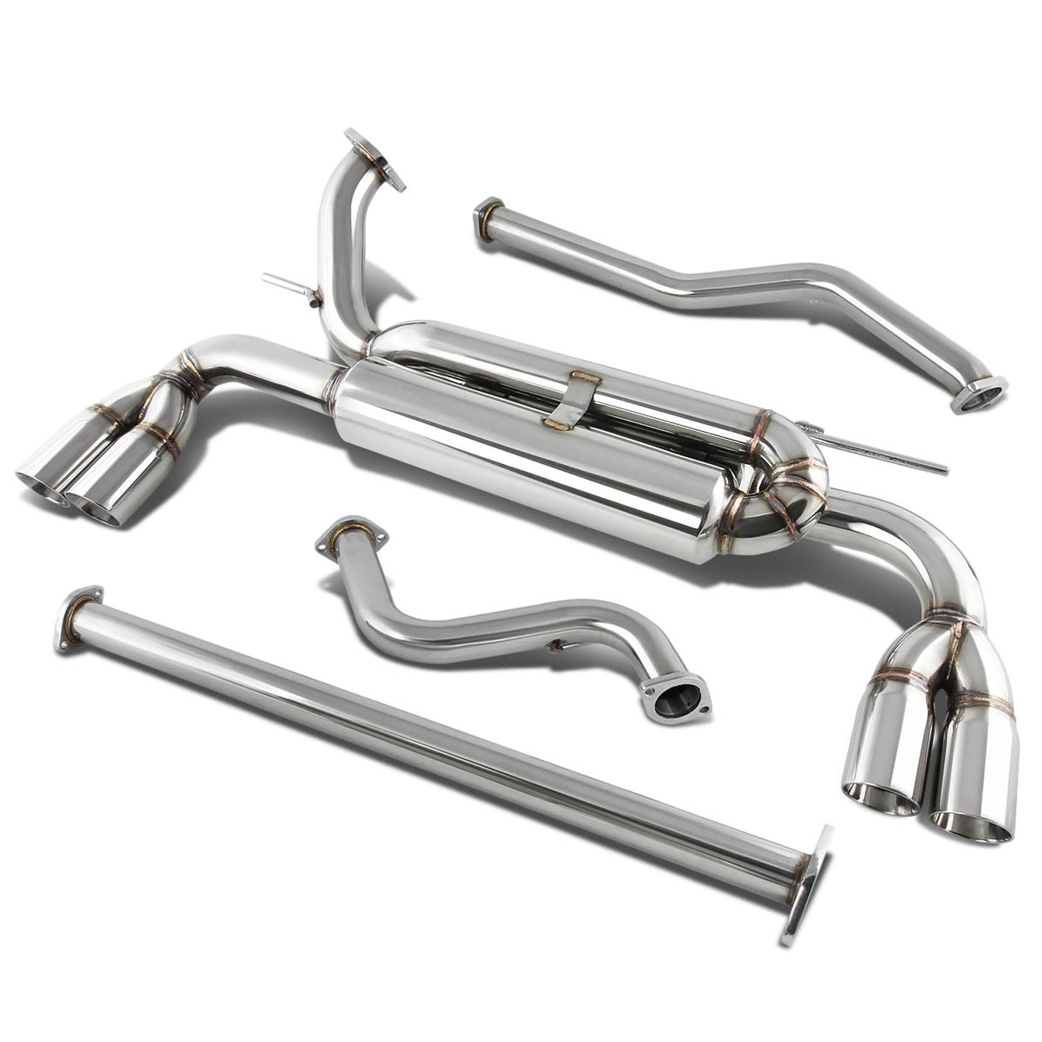 J2 - Cat Back Exhaust System - W/ Rolled Muffler Tip - Stainless Steel - 12-14 Ford Focus Hatch J2 - 1