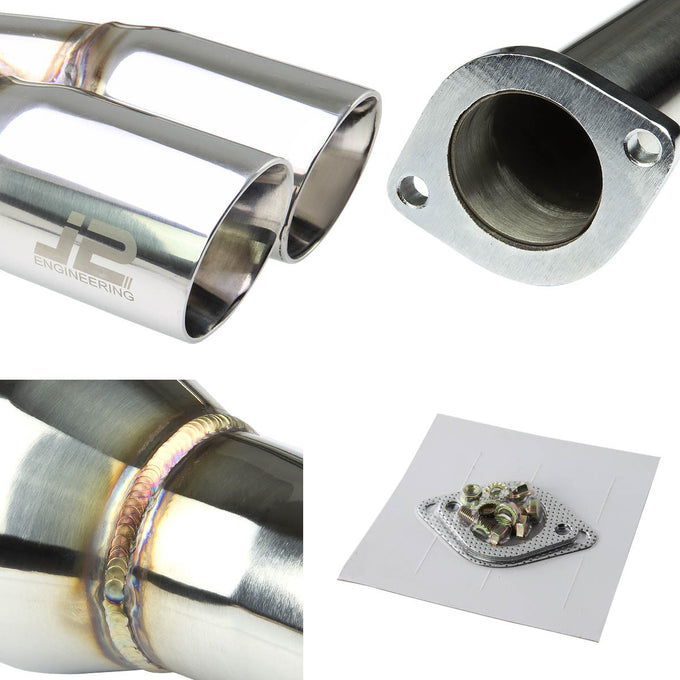 J2 - Cat Back Exhaust System - W/ Rolled Muffler Tip - Stainless Steel - 12-14 Ford Focus Hatch J2 - 2