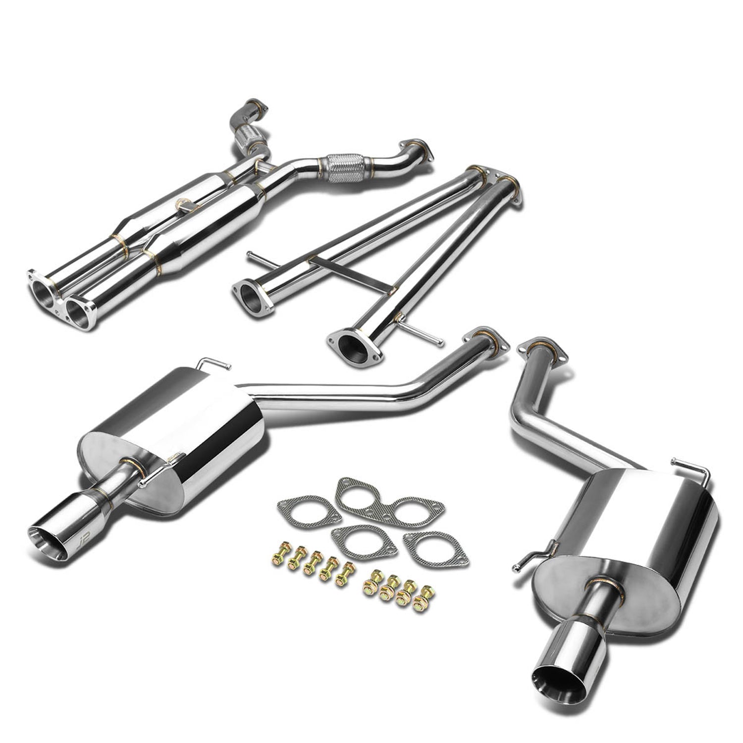 J2 - Cat Back Exhaust System - W/ Dual Muffler Tips - Stainless Steel - Infiniti G37 / V36 4Dr J2 - 1