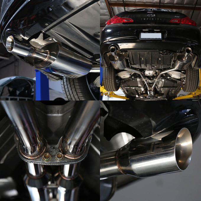 J2 - Cat Back Exhaust System - W/ Dual Muffler Tips - Stainless Steel - Infiniti G37 / V36 4Dr J2 - 6
