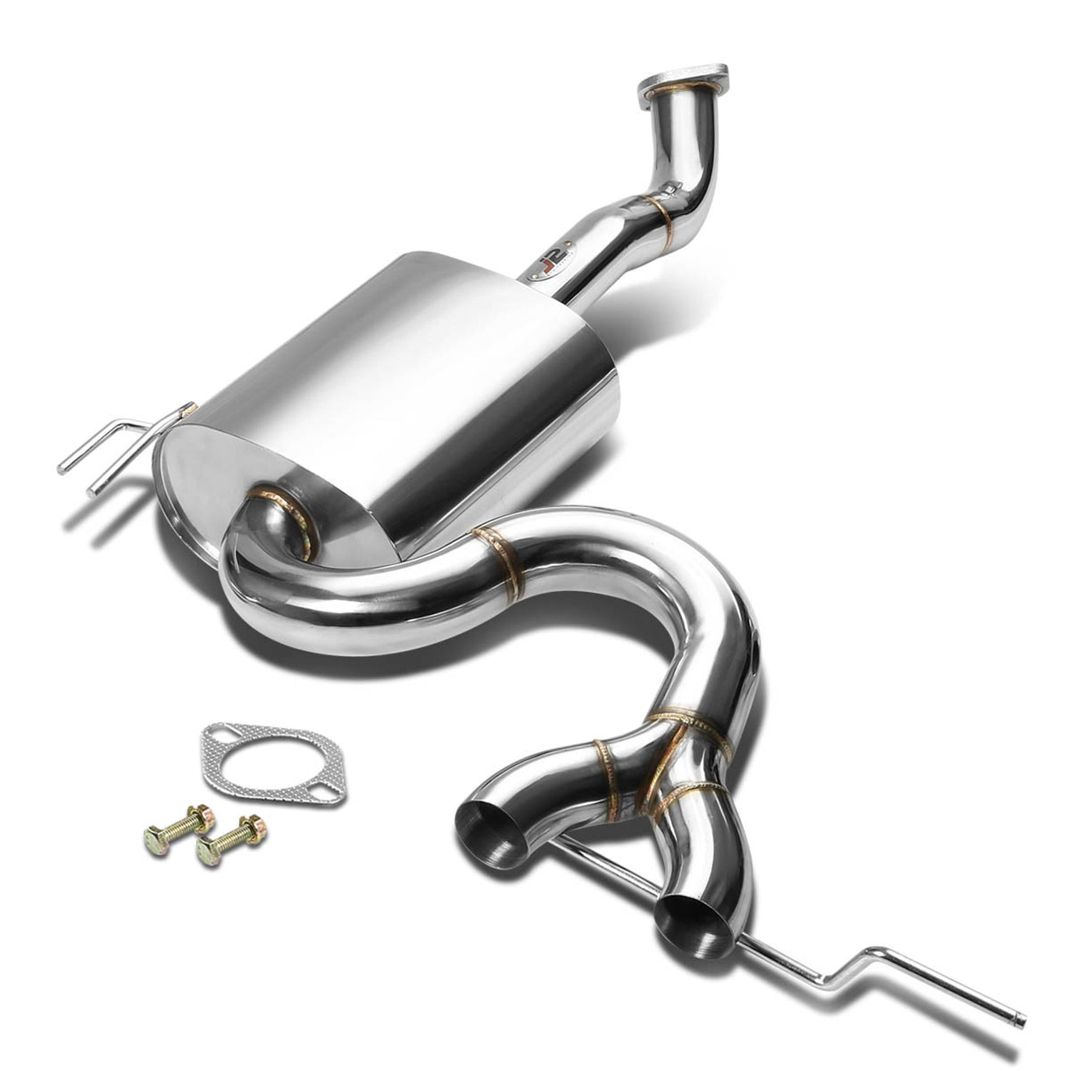 J2 - Axle Back Exhaust System - 4.5 Muffler Tip - 2 OD Inlet - Stainless Steel - 12-14 Veloster - 1
