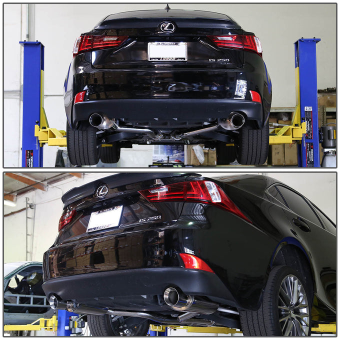 J2 - Cat Back Exhaust System - W/ 4 Dual Diagonal Muffler Tips - Stainless Steel - 14-15 Lexus IS250 / IS350 J2 - 5