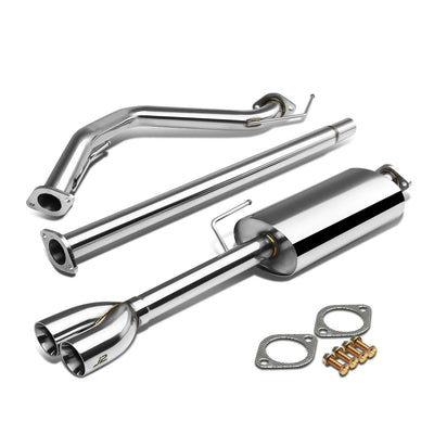 J2 - Cat Back Exhaust System - W/ Dual Diagonal Muffler Tips - Stainless Steel - 93-99 VW Jetta 1.8 / 2.0 / 2.8 VR6 J2 - 3