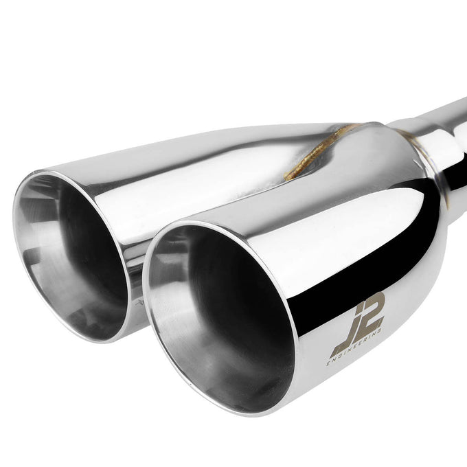 J2 - Cat Back Exhaust System - W/ Dual Diagonal Muffler Tips - Stainless Steel - 93-99 VW Jetta 1.8 / 2.0 / 2.8 VR6 J2 - 2