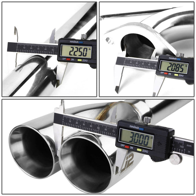 J2 - Cat Back Exhaust System - W/ Dual Diagonal Muffler Tips - Stainless Steel - 93-99 VW Jetta 1.8 / 2.0 / 2.8 VR6 J2 - 4