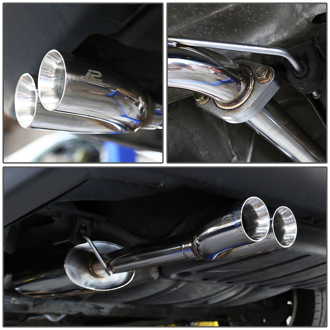 J2 - Cat Back Exhaust System - W/ Dual Diagonal Muffler Tips - Stainless Steel - 93-99 VW Jetta 1.8 / 2.0 / 2.8 VR6 J2 - 6