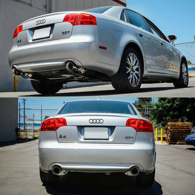 J2 - Cat Back Exhaust System - W/ 4 Dual Muffler Tips - Stainless Steel - 03-08 Audi A4 1.8T / 2.0T J2 - 6