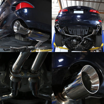 J2 - Axle Back Exhaust System - 4 Muffler Tip - 2.25 OD Inlet - Stainless Steel - 06+ IS250 XE20 - 6