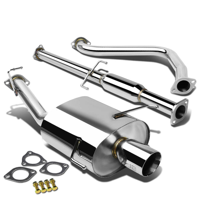 J2 - Cat Back Exhaust System - W/ 3.5 Diagonal Muffler Tip - Stainless Steel - 97-01 Honda Prelude H22A4 BB6 J2 - 3