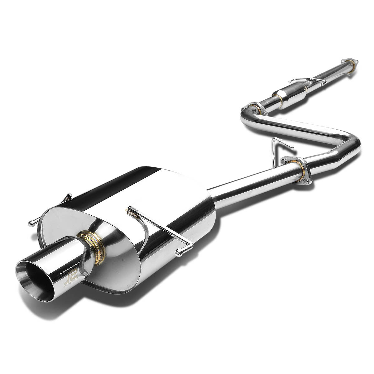 J2 - Cat Back Exhaust System - W/ 3.5 Diagonal Muffler Tip - Stainless Steel - 97-01 Honda Prelude H22A4 BB6 J2 - 1