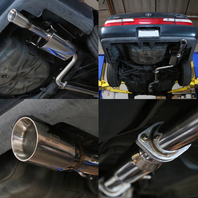 J2 - Cat Back Exhaust System - W/ 3.5 Rolled Muffler Tip - Stainless Steel - 93-97 Toyota Corolla E100 4A / 7A-Fe J2 - 6