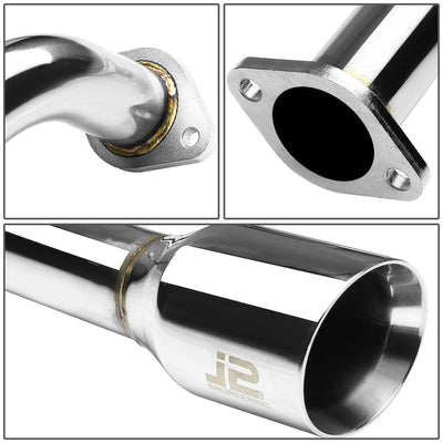 J2 - Cat Back Exhaust System - W/ 3.5 Diagonal Muffler Tip - Stainless Steel - 03-08 Matrix E130 1.8 J2 - 2