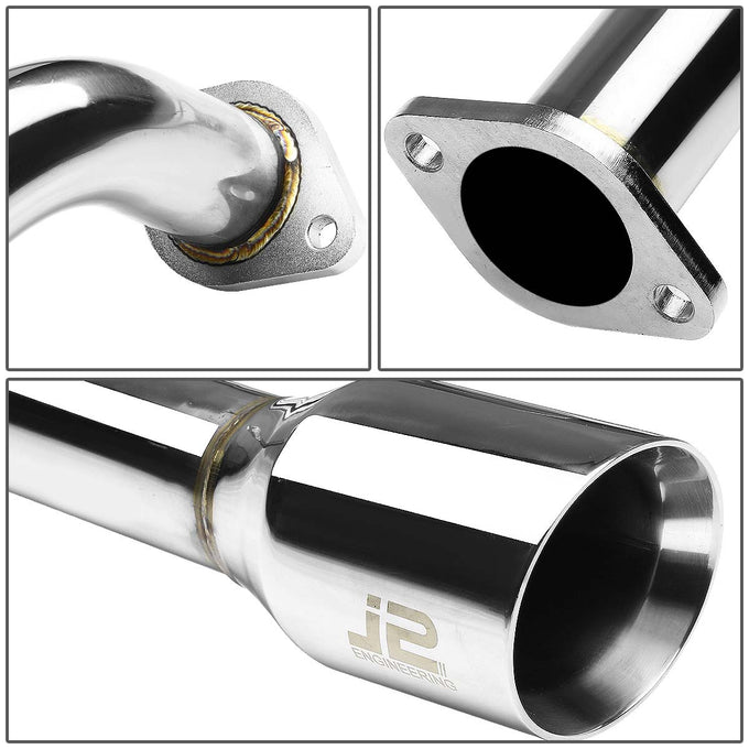 J2 - Cat Back Exhaust System - W/ 3.5 Diagonal Muffler Tip - Stainless Steel - 03-08 Matrix E130 1.8 J2 - 2