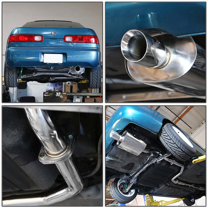 J2 - Cat Back Exhaust System - W/ 3.5 Diagonal Muffler Tip - Stainless Steel - 94-01 GSR / Type-R DB DC J2 - 7