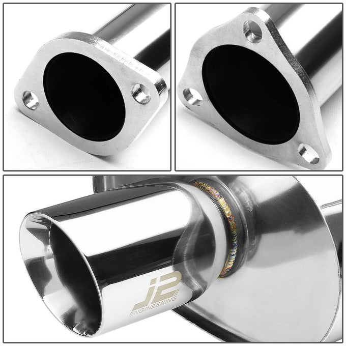 J2 - Cat Back Exhaust System - W/ 3.5 Diagonal Muffler Tip - Stainless Steel - 94-01 GSR / Type-R DB DC J2 - 2