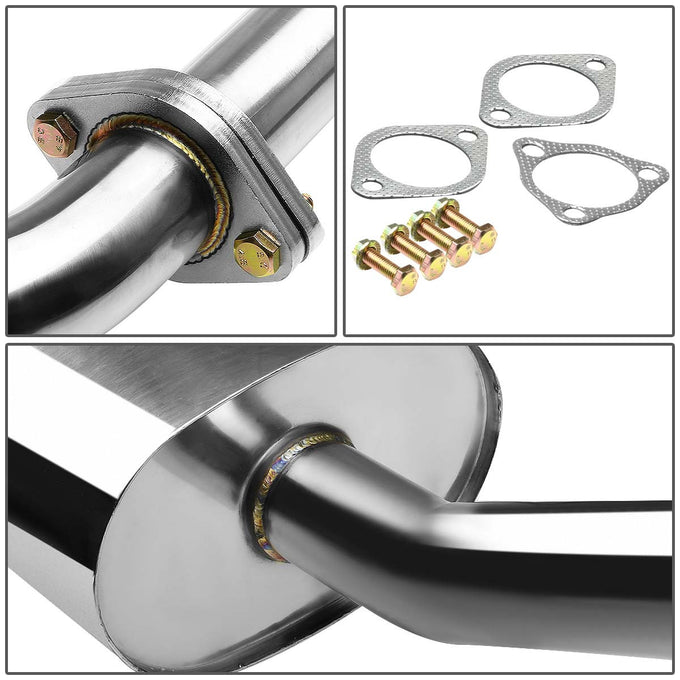 J2 - Cat Back Exhaust System - W/ 3.5 Diagonal Muffler Tip - Stainless Steel - 94-01 GSR / Type-R DB DC J2 - 4