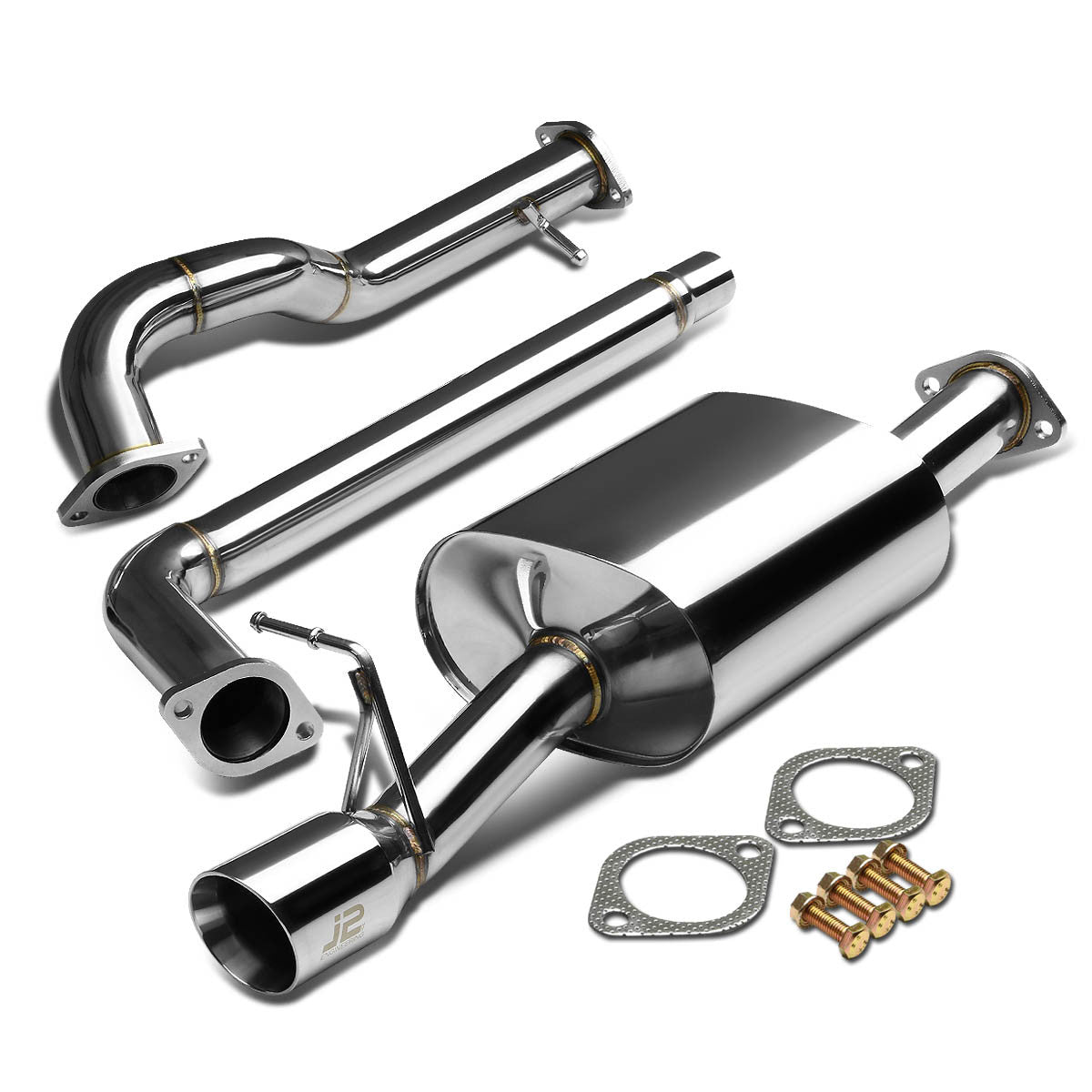 J2 - Cat Back Exhaust System - W/ 3.5 Diagonal Muffler Tip - Stainless Steel - 06-10 VW New Beetle 2.5 L5 J2 - 1