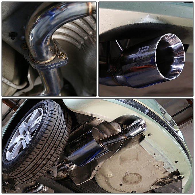 J2 - Cat Back Exhaust System - W/ 3.5 Diagonal Muffler Tip - Stainless Steel - 06-10 VW New Beetle 2.5 L5 J2 - 5