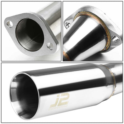 J2 - Cat Back Exhaust System - W/ 3 Diagonal Muffler Tip - Stainless Steel - 12-17 Nissan Versa Sedan - 2