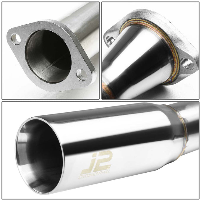 J2 - Cat Back Exhaust System - W/ 3 Diagonal Muffler Tip - Stainless Steel - 12-17 Nissan Versa Sedan - 2