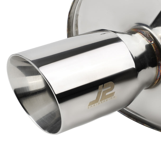 J2 - Cat Back Exhaust System - W/ 3.5 Rolled Muffler Tip - Stainless Steel - 03-05 Honda Civic 3-Door EP3 Hatchback - 2