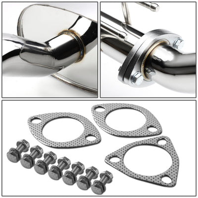 J2 - Cat Back Exhaust System - W/ 3.5 Rolled Muffler Tip - Stainless Steel - 03-05 Honda Civic 3-Door EP3 Hatchback - 4