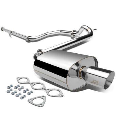 J2 - Cat Back Exhaust System - W/ 3.5 Muffler Tip - Stainless Steel - 88-91 Honda Civic 4-DR Sedan - 1