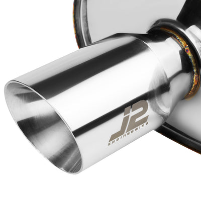 J2 - Cat Back Exhaust System - W/ 3.5 Muffler Tip - Stainless Steel - 88-91 Honda Civic 4-DR Sedan - 2