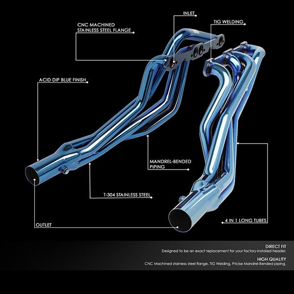 93-97 Camaro Firebird 5.7L V8 Exhaust Headers - Stainless Steel - Pair - J2-HD-BLUE-016 - 2