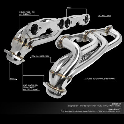 D-Motoring - 88-99 Chevy Gmc C K Exhaust Header - Shorty - Pair - Stainless Steel - 2