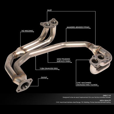 D-Motoring - 98-05 Subaru Impreza 2.5 Non TurboExhaust Header - Stainless Steel - 1PC - 2