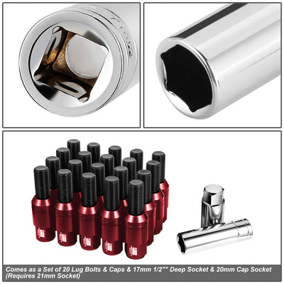 20 Pcs Aluminum M14x1.5 Thread Pitch Lug Nuts<br>W/ 4 or 5 Lug M14x1.5 Thread