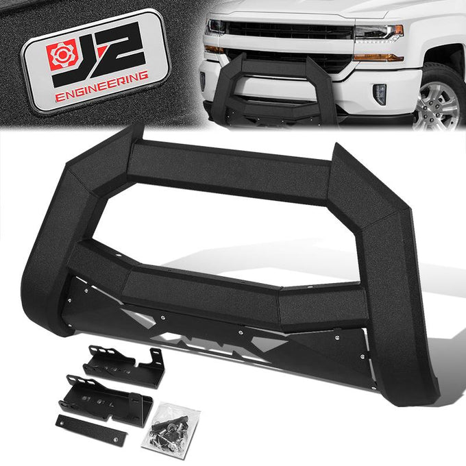 07-18 Chevy Silverado GMC Sierra Front Bumper Grille Guard - Carbon Steel