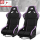 2 Pcs Purple Fabric Bucket Racing Seats w/ Mount Brackets & Sliders<br>Fits model w/ Aftermarket Seat Brackets