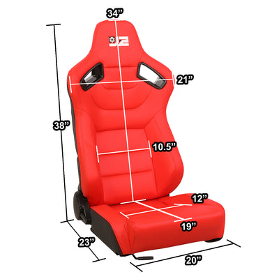 38 in. H X 21 in. W X 23 in. D Pair Reclinable Synthetic Leather Bucket Racing <br>Universal