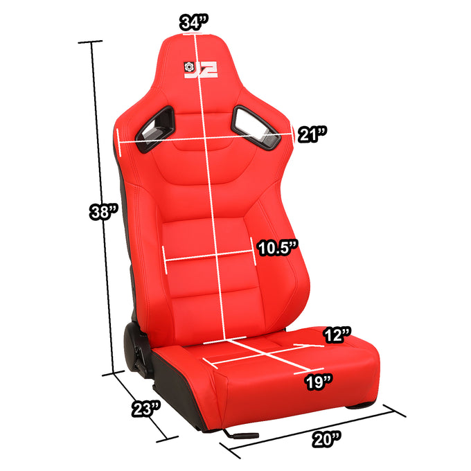 38 in. H X 21 in. W X 23 in. D Pair Reclinable Synthetic Leather Bucket Racing <br>Universal