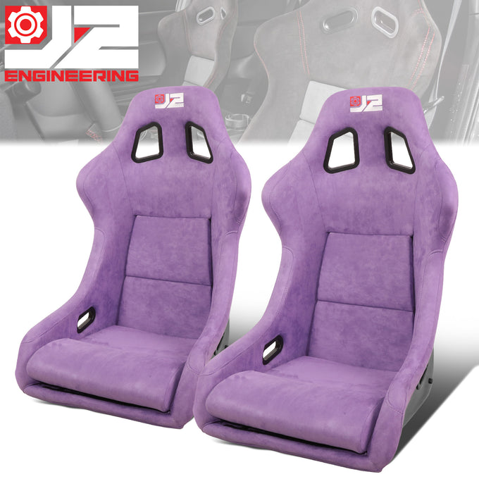 2Pcs Purple Microfiber Suede Style Fabric Large Racing Bucket Seats<br>Universal