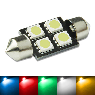 4 SMD LED Auto Interior Dome Light Bulb - LED-11X36-4SMD-5050-1S-WH