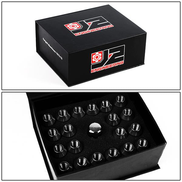 Lug Nuts - M12X1.5 - Close-End - 35mm - 7075 - W/Adapter - Aluminum - 20PCs - LN-T7-006-15-BK - 7