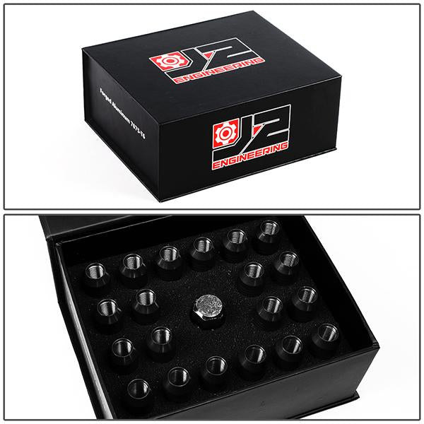 Lug Nuts - M12X1.5 - Open-End - 60mm - 7075 - W/Adapter - Aluminum - 20PCs - LN-T7-009-15-BK - 7