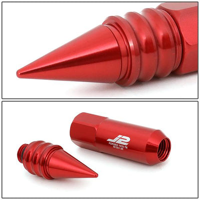 Lug Nuts - M12X1.5 - Spiky Cap - 107mm - 7075 - Aluminum - 20PCs - LN-T7-016-15-RD - 4