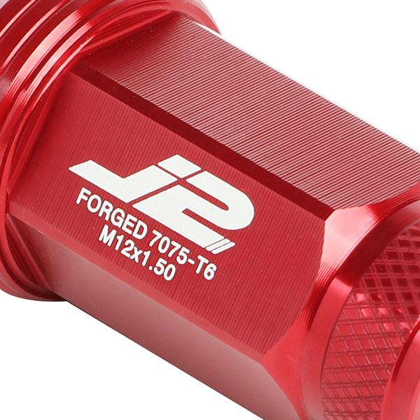 M12X1.5 20-Piece Knurled Top Lug Nuts - 50mm - w/Key - Aluminum - LN-T7-021-15-RD - 3