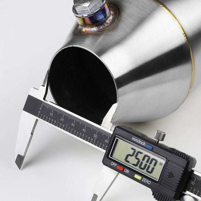 D-Motoring - Megaphone Exhaust - 11.5 Overall Length - 2.5Inlet - 2.5 Outlet - T-304 Stainless Steel  - 2