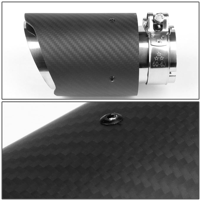 6.5 in. Length 2.4 in. ID Stainless Steel Exhaust Muffler Tip w/3.6 in. OD Carbon Fiber Pattern Cover