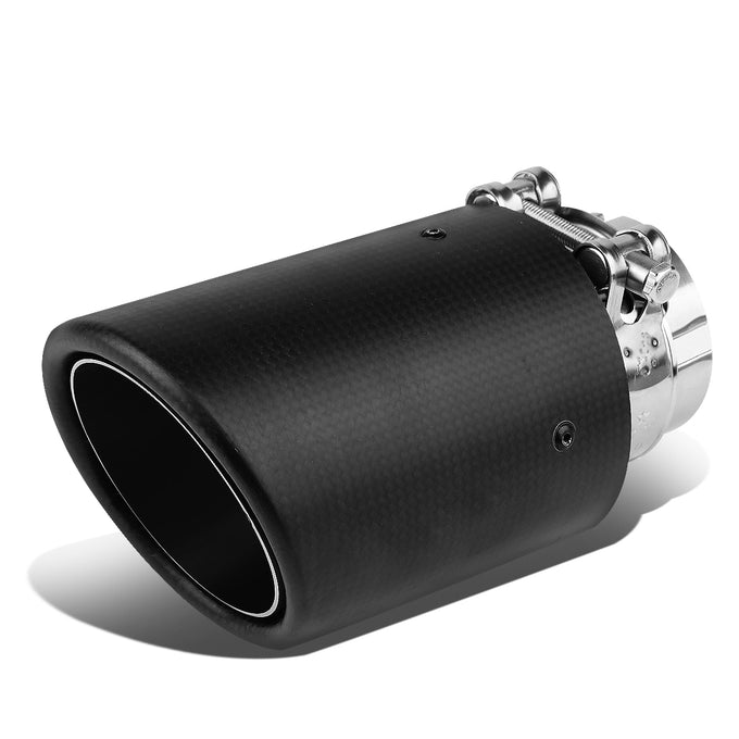 6.5 in. Length 2.4 in. ID Stainless Steel w/3.5 in. OD Carbon Fiber Pattern Rolled Exhaust Muffler Tip