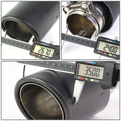 6.5 in. Length 2.4 in. ID Stainless Steel w/3.5 in. OD Carbon Fiber Pattern Rolled Exhaust Muffler Tip