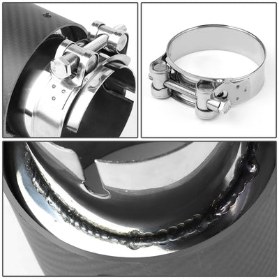 6 in. Length 2.4 in. ID Stainless Steel Exhaust Muffler Tip 3.5 in. OD Carbon Fiber Pattern Cover