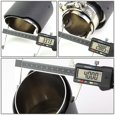 6 in. Length 2.4 in. ID Stainless Steel Exhaust Muffler Tip 3.5 in. OD Carbon Fiber Pattern Cover