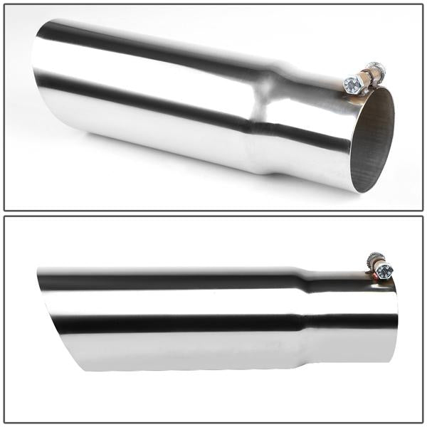 Muffler Exhaust Tip - 3.5 Od - 3 Inlet - 11.75 Length - Diagonal Cut - Stainless Steel - MFL-TIP-002 - 4