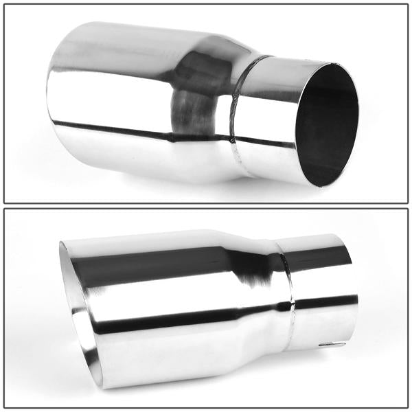 Vibrant 4in OD Round SS Exhaust Tip (Double Wall Angle Cut Beveled Outlet) 3in. ID Inlet